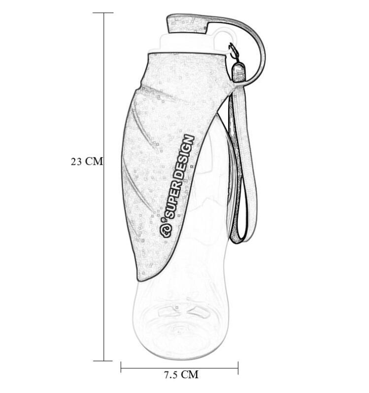 Borraccia per cani portatile da 600 ml "Foglia" - Dog Moda