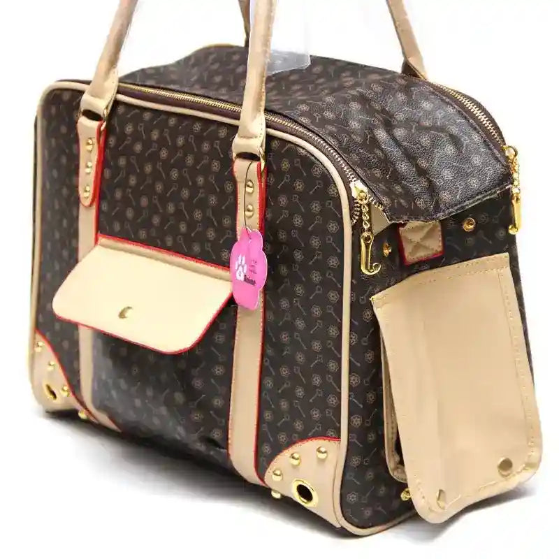 Borsa Trasportino Per Cani Bobby Promenade 40x23x23cm - Imbottita, Con Tracolla, Cioccolato - Foto 4