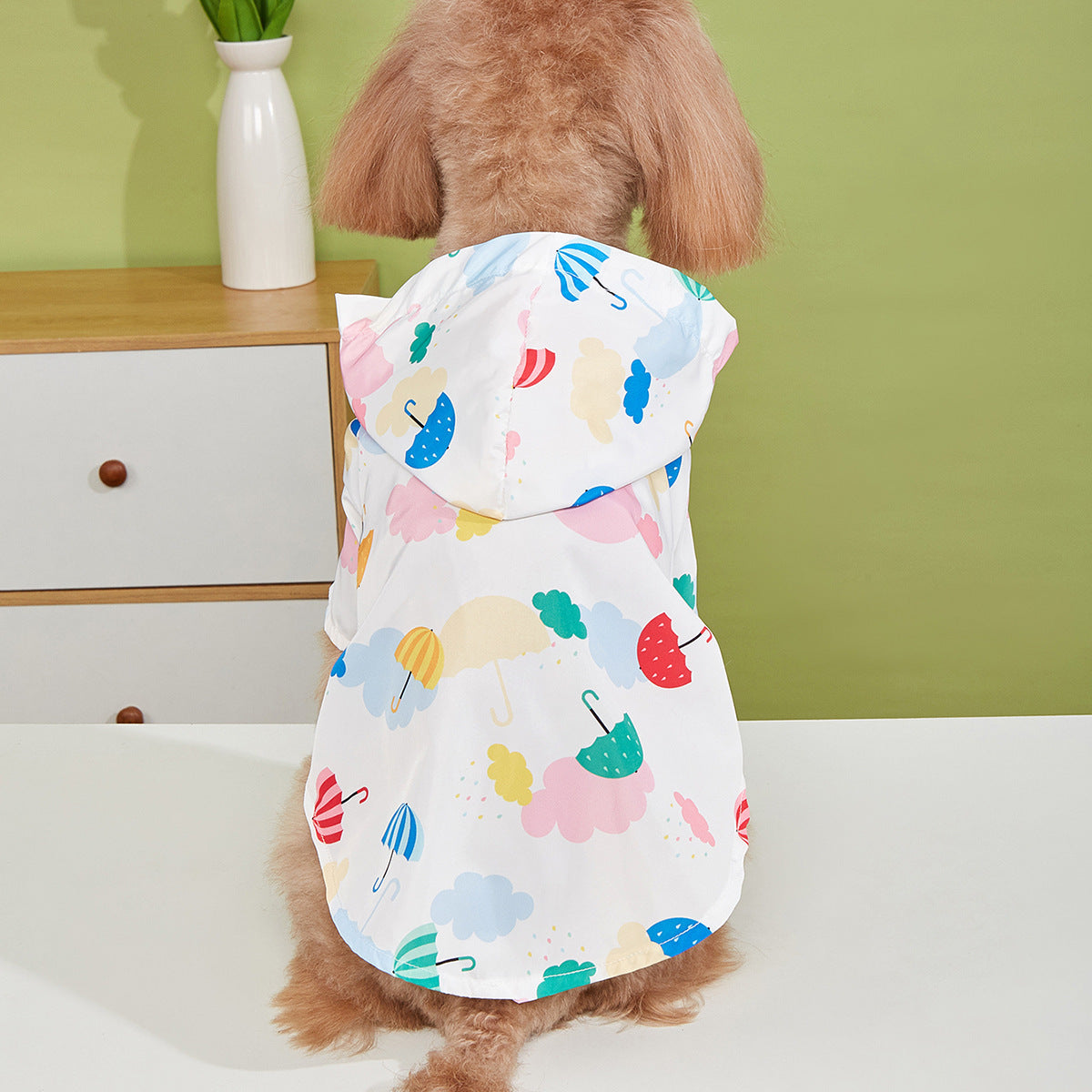 Imperméable Maltipoo avec Capuche - Imprimé Parapluies Colorés