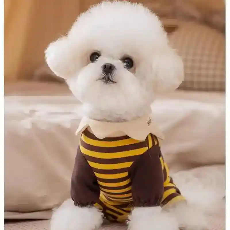 Tutina per Cani HIPIPET con Ape - Pigiama a Righe Elastico by Dog Moda