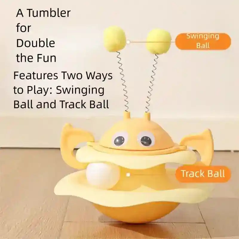 猫用3段遊びタワー - 回転するボールとミツバチ