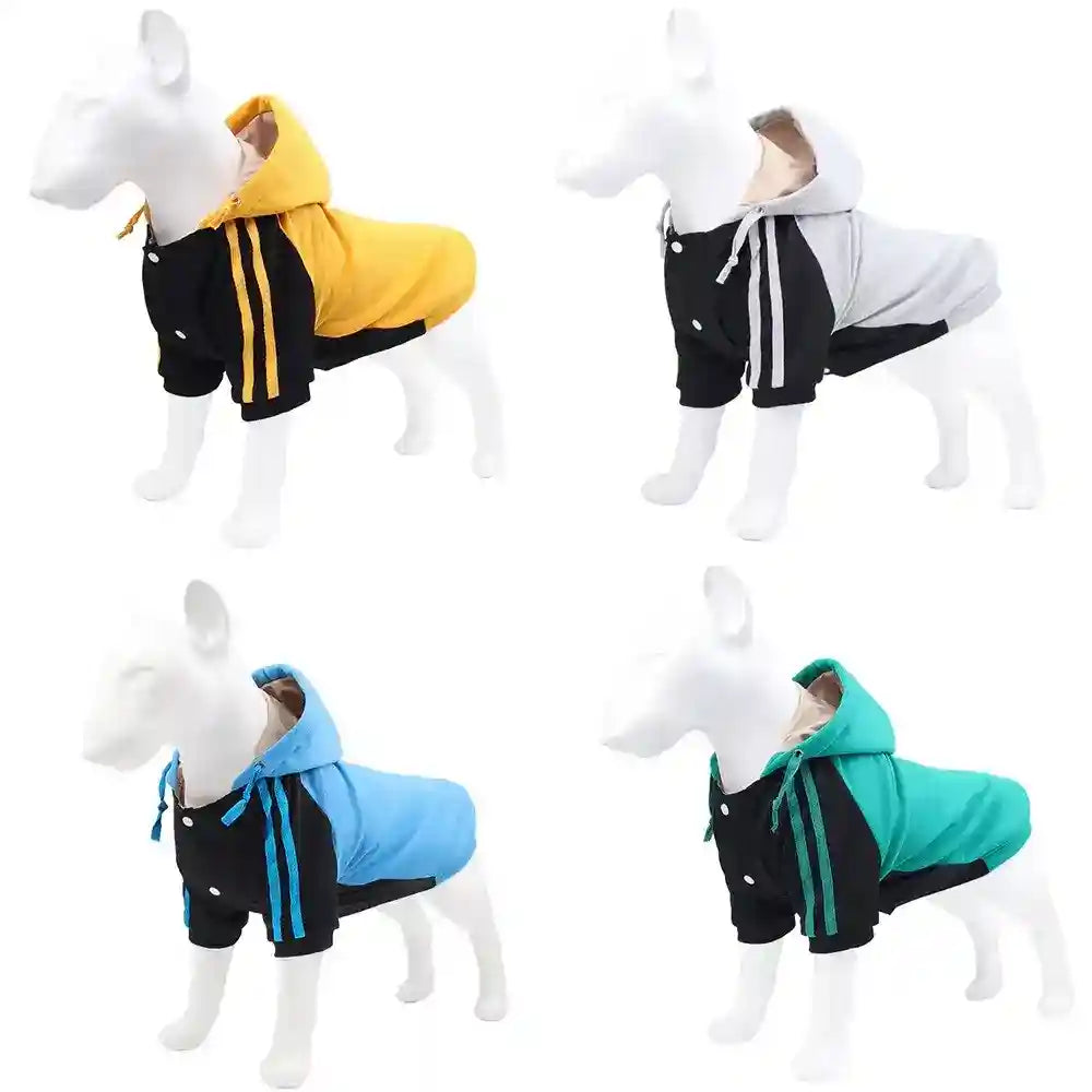 Sudadera para Perros Futura con Capucha - Rayas Blancas con Cordón