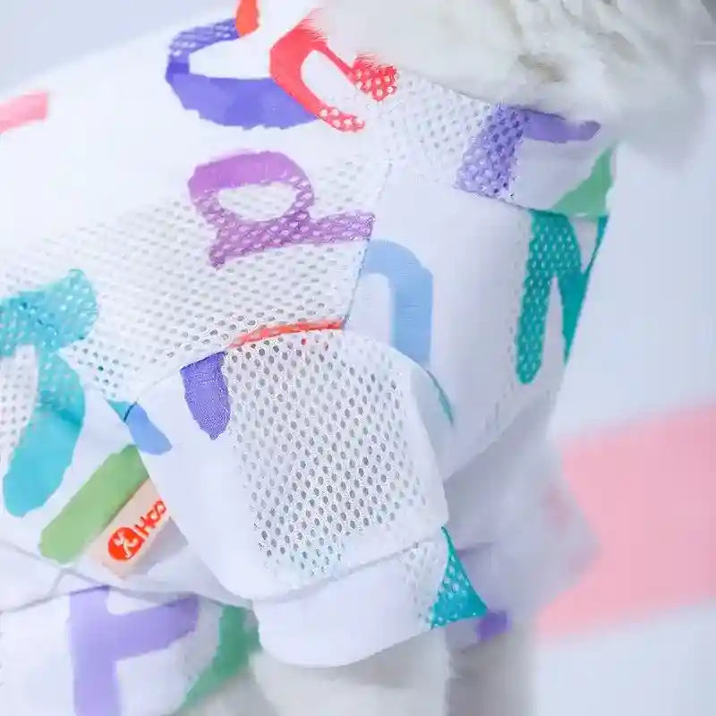 犬用カラフルレターブレスレットメッシュシャツ - 軽量