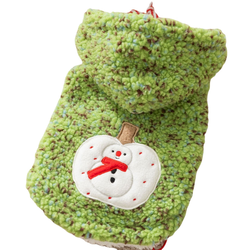 Cappotto Pile Cani con Pupazzo di Neve - Cappuccio Invernale