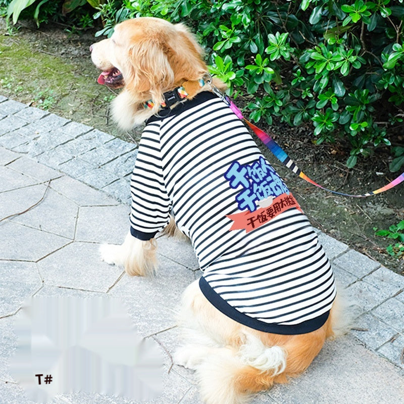 Large Dog Sweatshirt Striped with Colorful Print – Style and Comfort