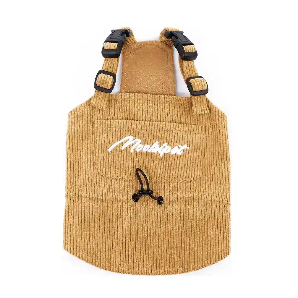 Salopette Moosipet Velluto Cani - Bretelle Taschina Beige by Dog Moda