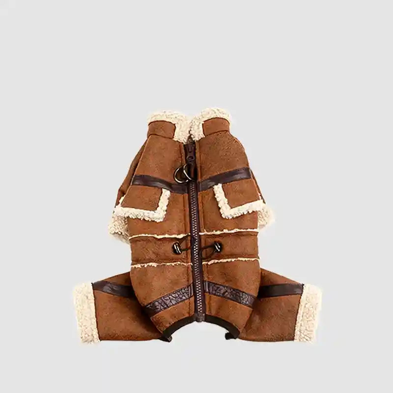 Suède jas voor honden - gevoerd met schapenvacht fleece