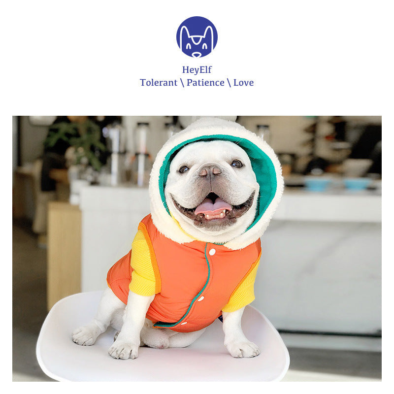 Sunny Doppelseitiger ärmelloser Hunde-Hoodie – mit Kapuze