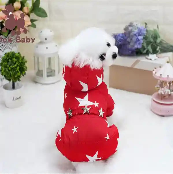 Ropa para perros mascota Ropa para caniche Otoño e invierno Ropa acolchada de algodón grueso con estrellas y cuatro patas