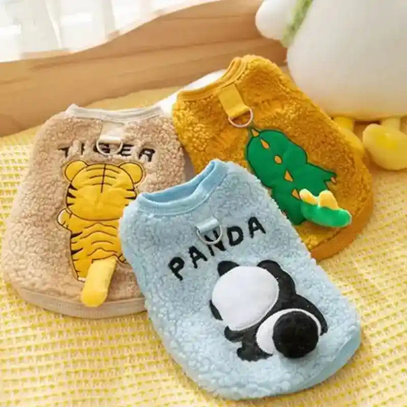 Chaleco de fieltro para perros y gatos - Panda Dinosaurio Tigre Caliente