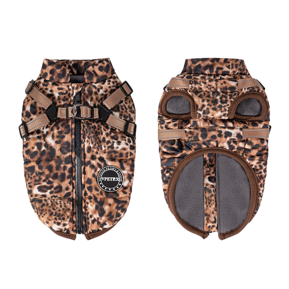 Comet Leopard Waterproof Dog Coat with Harness