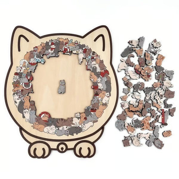 Puzzle en bois en forme de chat Morandi 135 pièces – Idée cadeau originale pour les amateurs de chats