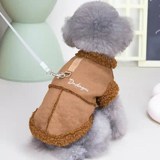 Cappotto Pile Scamosciato Cani - Dadagou con Bottoni by Dog Moda