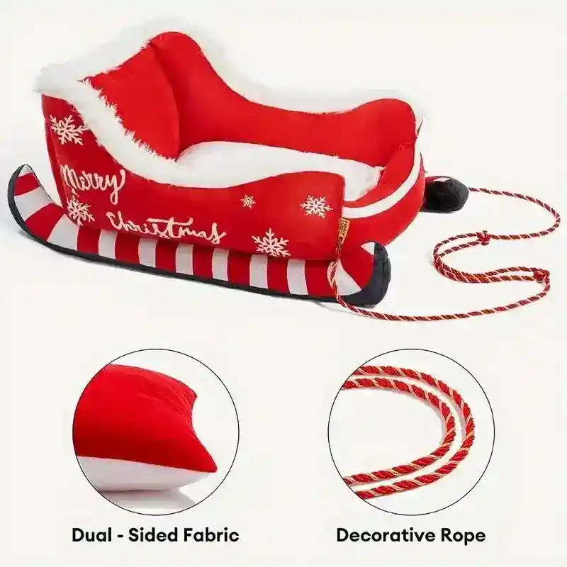 Cuccia Natalizia Cane e Gatto | Slitta Babbo Natale in Tessuto Caldo by Dog Moda