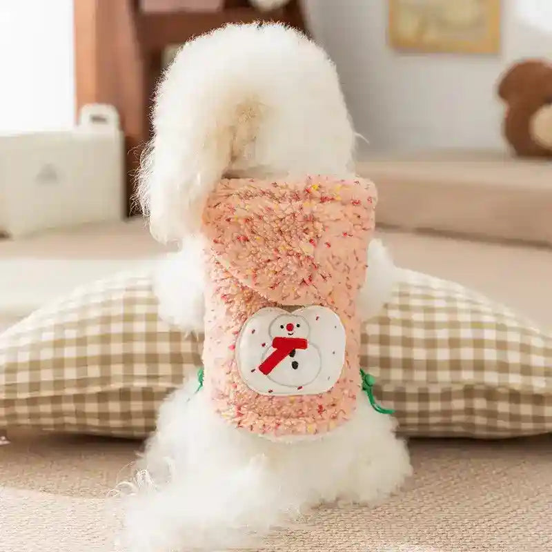 Cappotto Pile Cani con Pupazzo di Neve - Cappuccio Invernale by Dog Moda