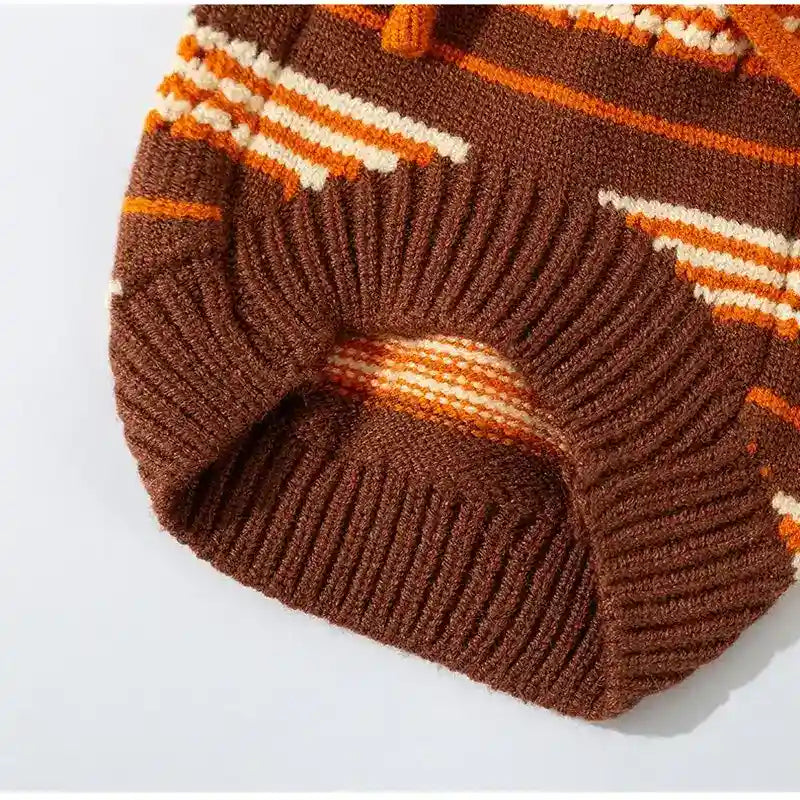 Suéter para Perros y Gatos de Rayas Caliente de Invierno Tejido de Punto