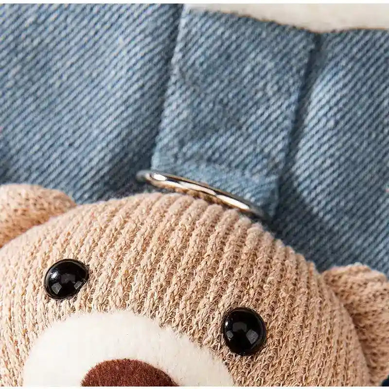 Abrigo Denim Osito 3D para Perros - Chaleco de Peluche