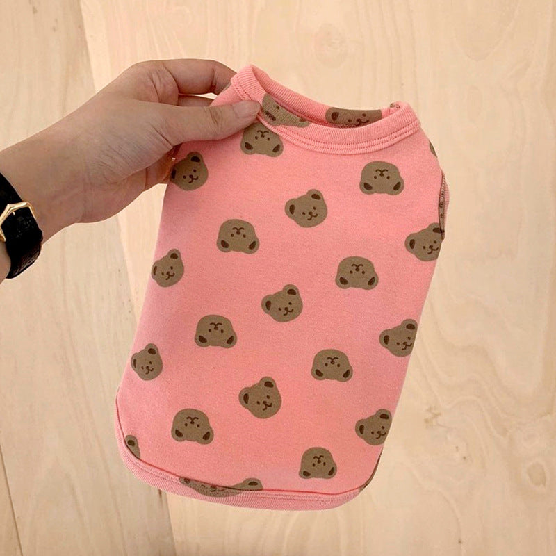 Small Dog Sweater with Teddy Bear Print – Available in Yellow, White and Pink