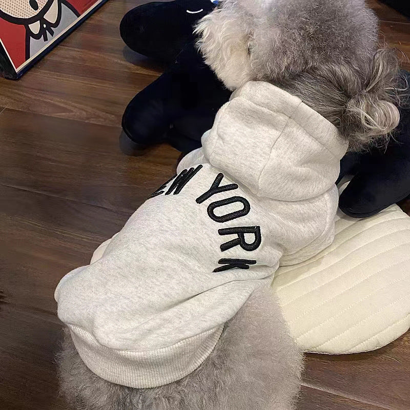 Felpa per cani con cappuccio "New York" calda e trendy