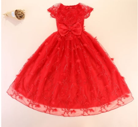 White Dog Formal Dress with Train "Tiana"