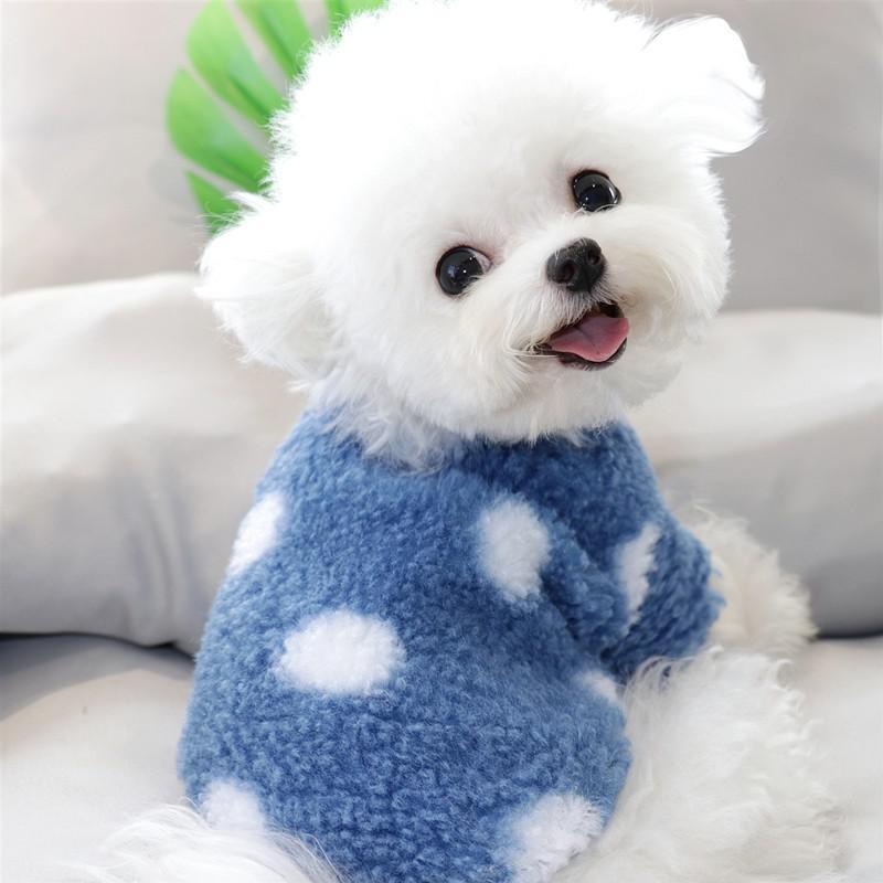 Fleece Coat for Dogs "Pomeranian" Polka Dot Pattern with Abdomen Zip