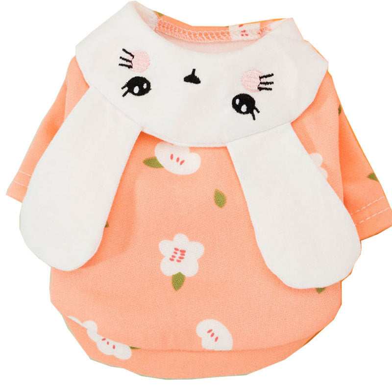 Pink Dog Hoodie with Rabbit Collar
