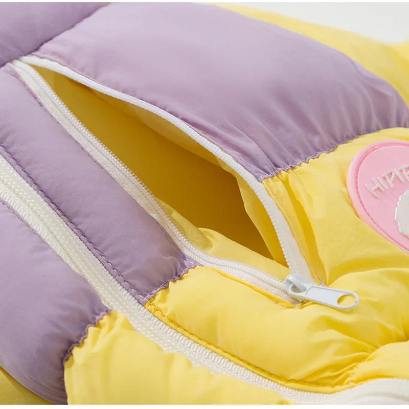 Autumn And Winter Dog High-end Macaron Thickened Zipper Bear Warm Four-legged Cotton-padded Jacket, Cat Cotton-padded Jacket, Pet Clothes