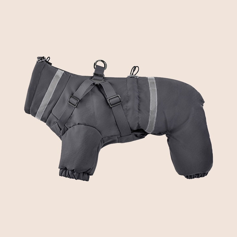Cappotto per cani con pettorina riflettente e colletto antivento
