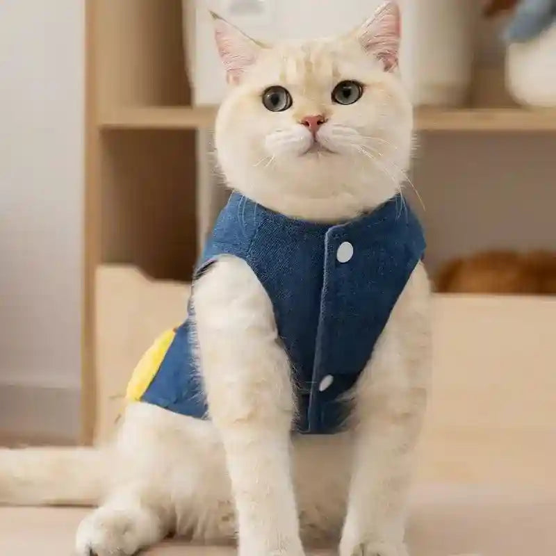 犬用ジラフ柄ジーンズコート｜裏地付きフリースベスト – Dog Moda