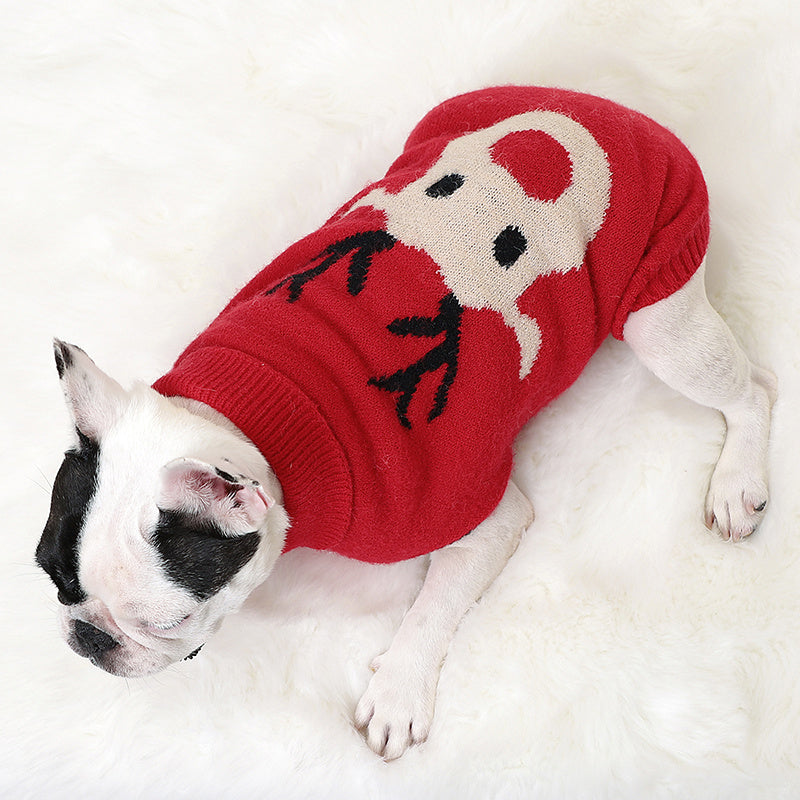 Happy Reindeer Dog Sweater - Red or Green