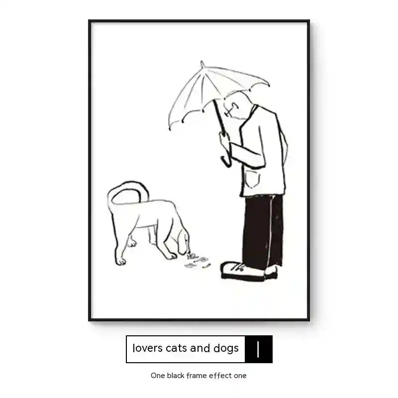 Quadro Astratto Persone con Cane - Stampa Decorativa Moderna by Dog Moda
