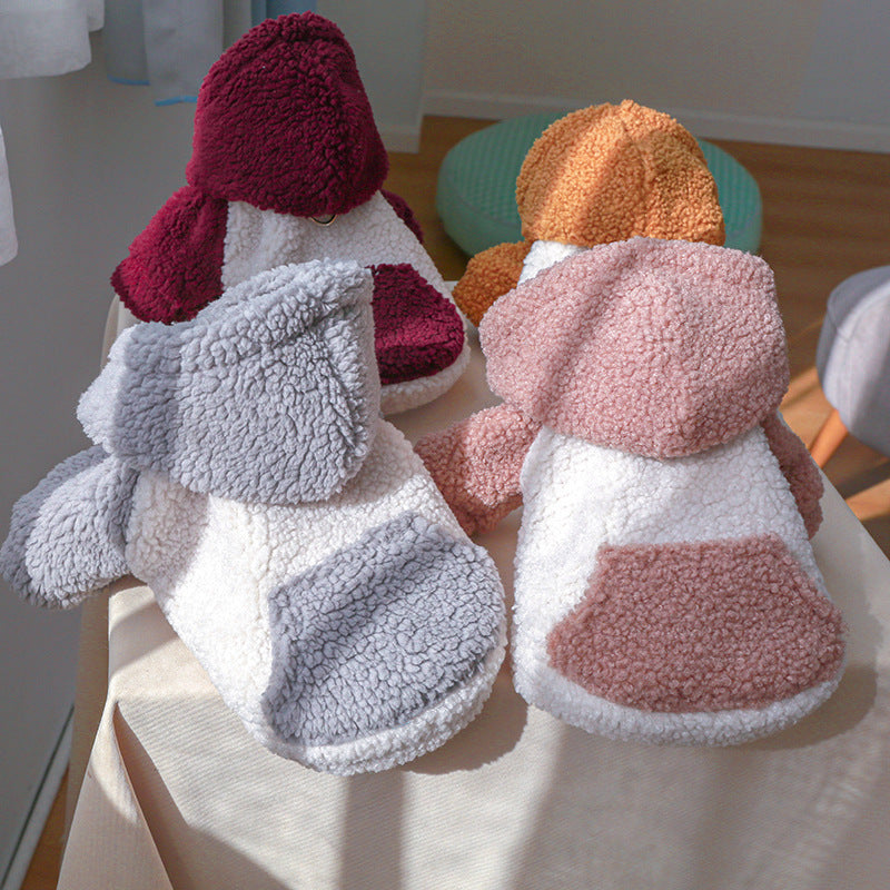 Cappotto per cani “Lamb” con cappuccio in pelo d’agnello