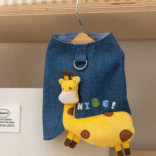 Cappotto Jeans Giraffa per Cani - Smanicato Foderato Pile by Dog Moda