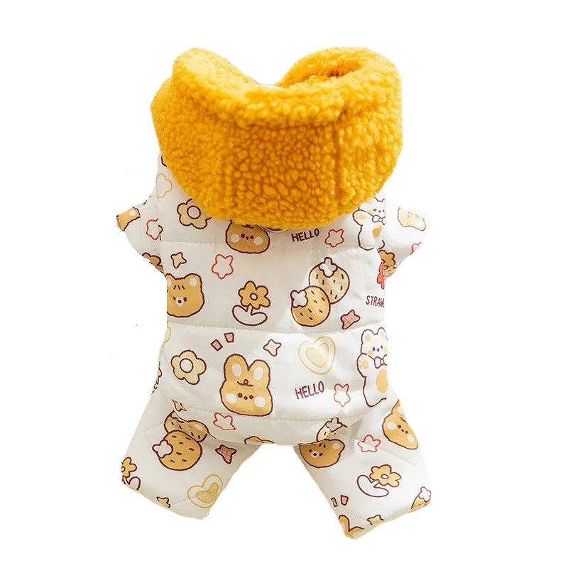 Strawberry rock för hundar 4 tassar - vadderad fleece med huva