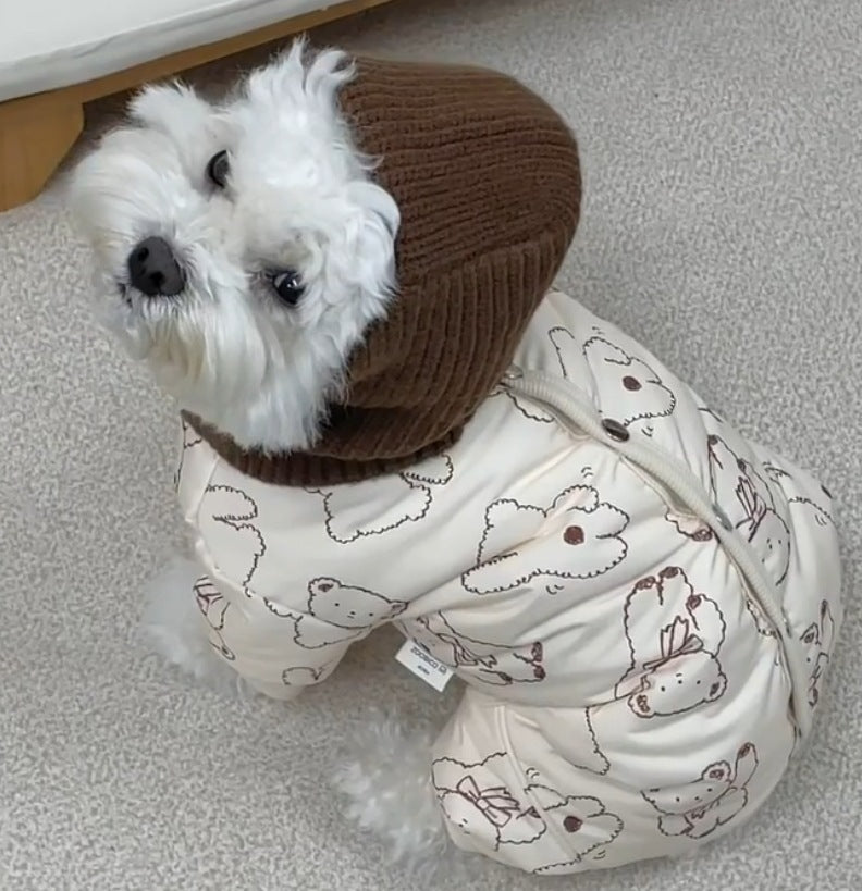 Cappotto FioccoNeve in Pile con Orsetto per Cani - XS-XXL