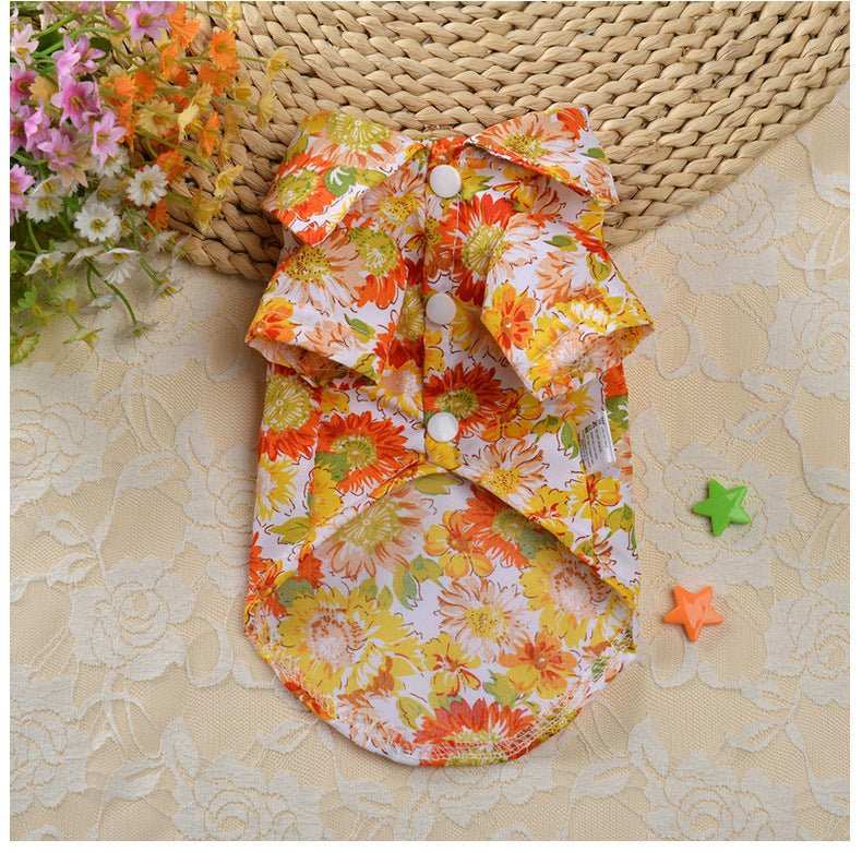 Camicetta "Hawaii" per Cani con Fantasie Floreali e Chiusura a Bottoni - Dog Moda