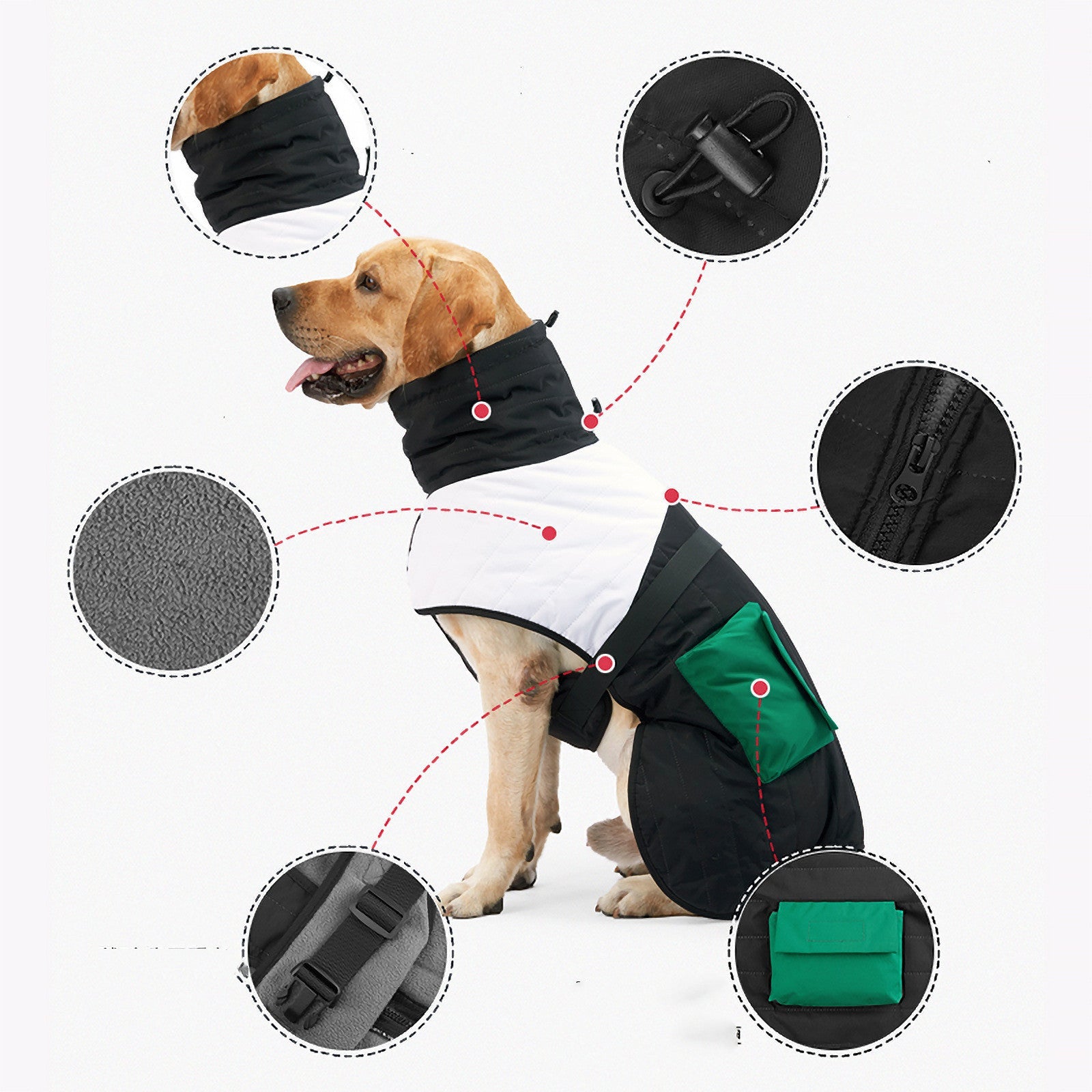 Cappottino Impermeabile per Cani con Imbottitura in Pile - Modello "Fieve" - Dog Moda