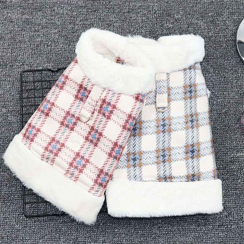 Cappottino in Pile per Cani con Fantasia a Quadretti – Perfetto per le Passeggiate Autunnali - Dog Moda