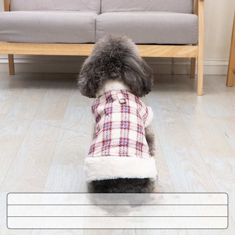 Cappottino in Pile per Cani con Fantasia a Quadretti – Perfetto per le Passeggiate Autunnali - Dog Moda