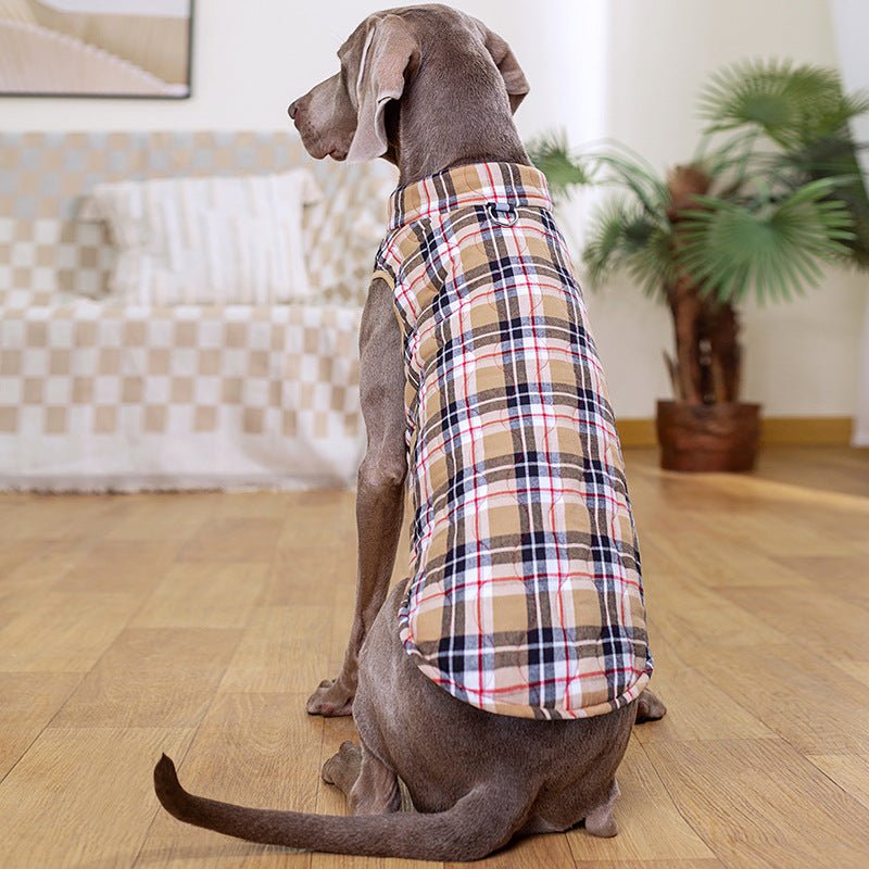 Cappottino in Tessuto Stile Tartan per Cani con Pettorina Integrata e Chiusura a Zip - Dog Moda