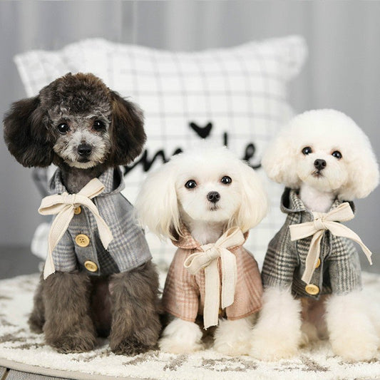 Cappottino Simil Cashmere per Cani con Cappuccio e Fiocchetto – Eleganza Invernale - Dog Moda