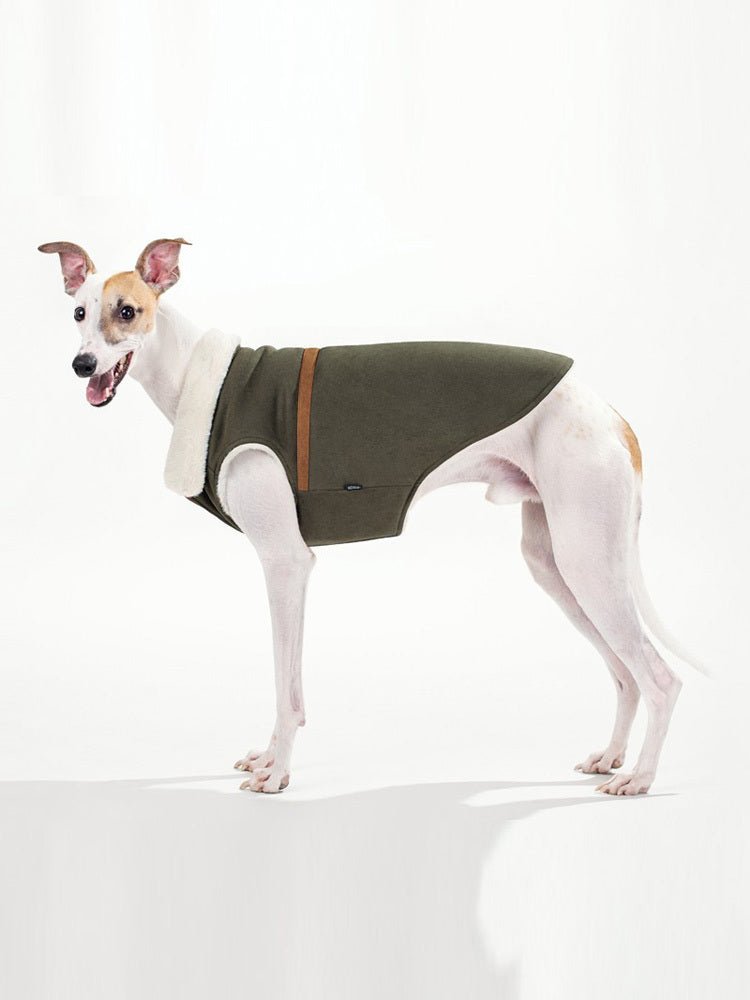 Cappotto Smanicato per cani in Pelle Scamosciata con Imbottitura in Pelo d'Agnello - Dog Moda