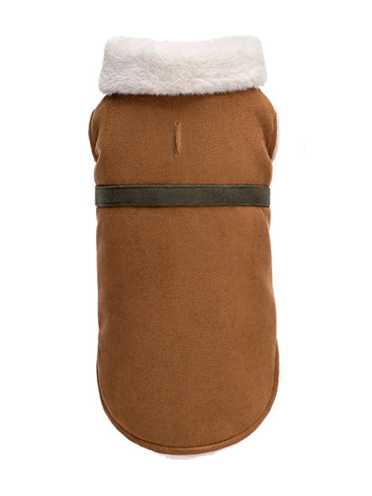 Cappotto Smanicato per cani in Pelle Scamosciata con Imbottitura in Pelo d'Agnello - Dog Moda