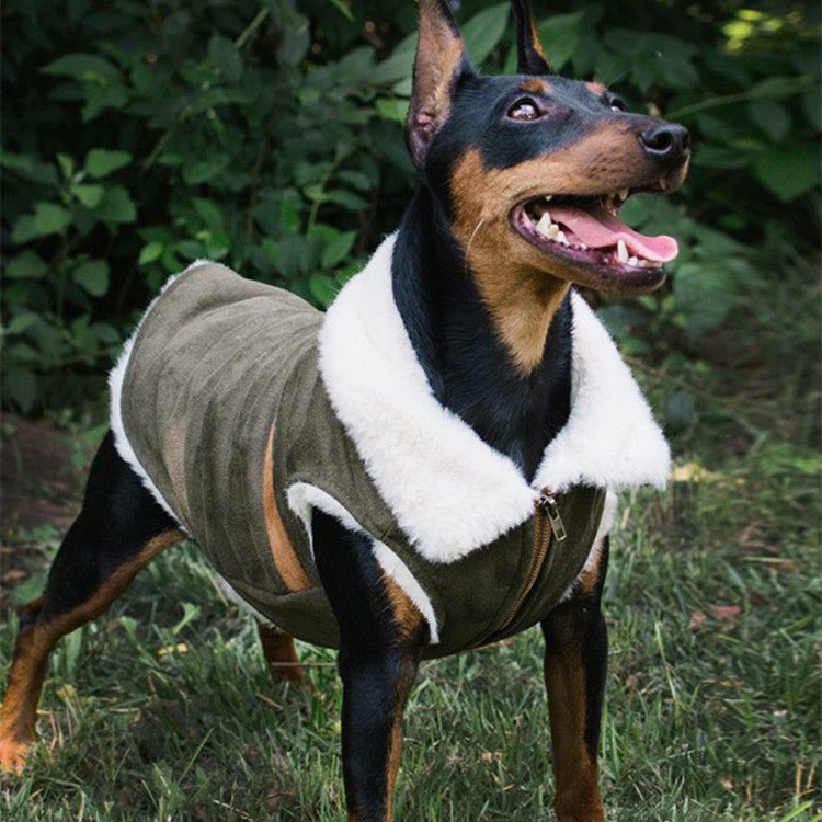 Cappotto Smanicato per cani in Pelle Scamosciata con Imbottitura in Pelo d'Agnello - Dog Moda