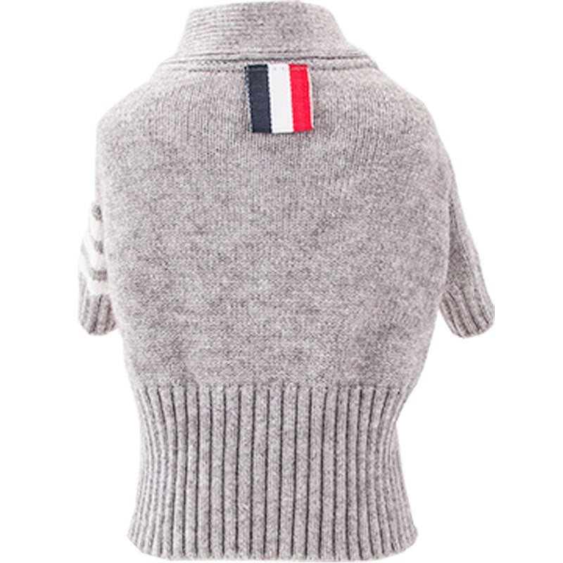 Cardigan per Cani "Paris" Grigio con Chiusura a Bottoni sul Torace - Dog Moda