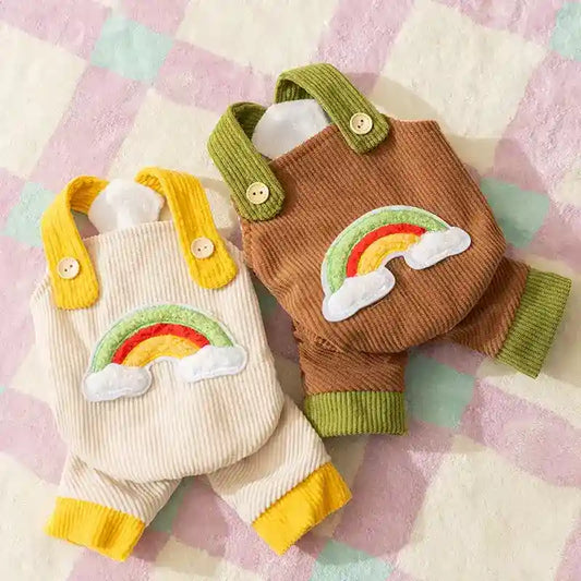 Salopette Arcobaleno Velluto Cani con Bretelle 4 Zampe by Dog Moda
