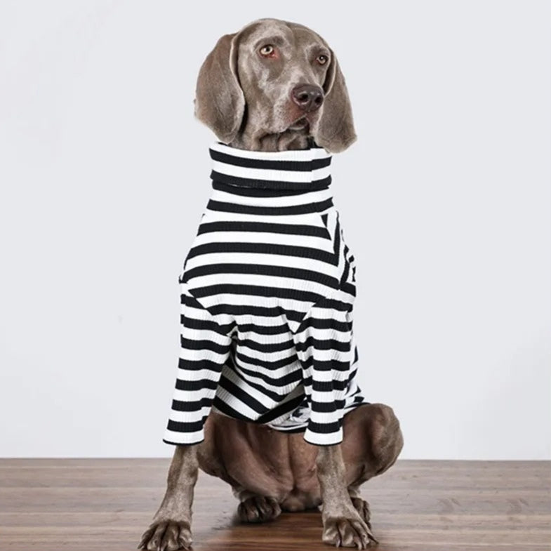 Maglia per Cani a Righe Bianche e Nere Collo Alto by Dog Moda