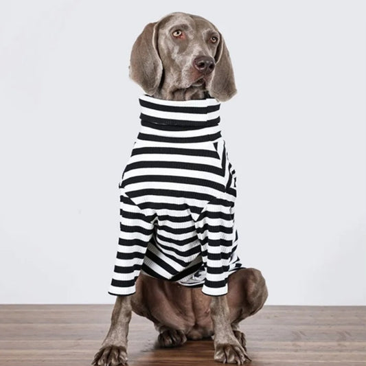 Maglia per Cani a Righe Bianche e Nere Collo Alto by Dog Moda