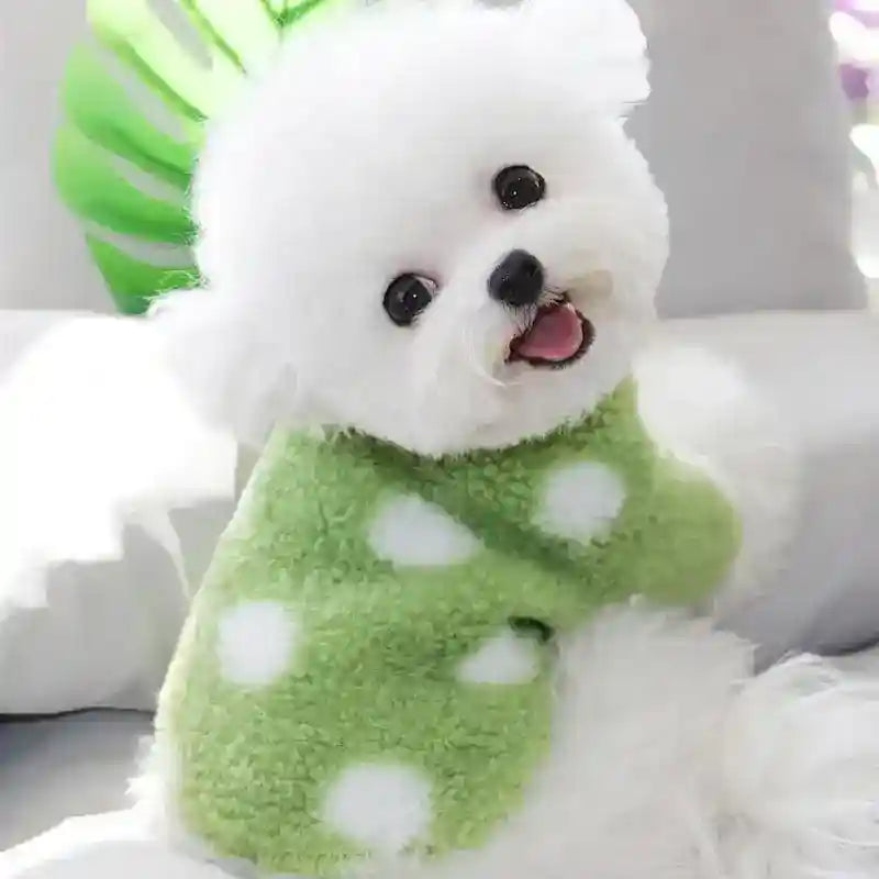 Cappotto in Pile per Cani "Pomerania" Fantasia Pois con Zip Addome by Dog Moda
