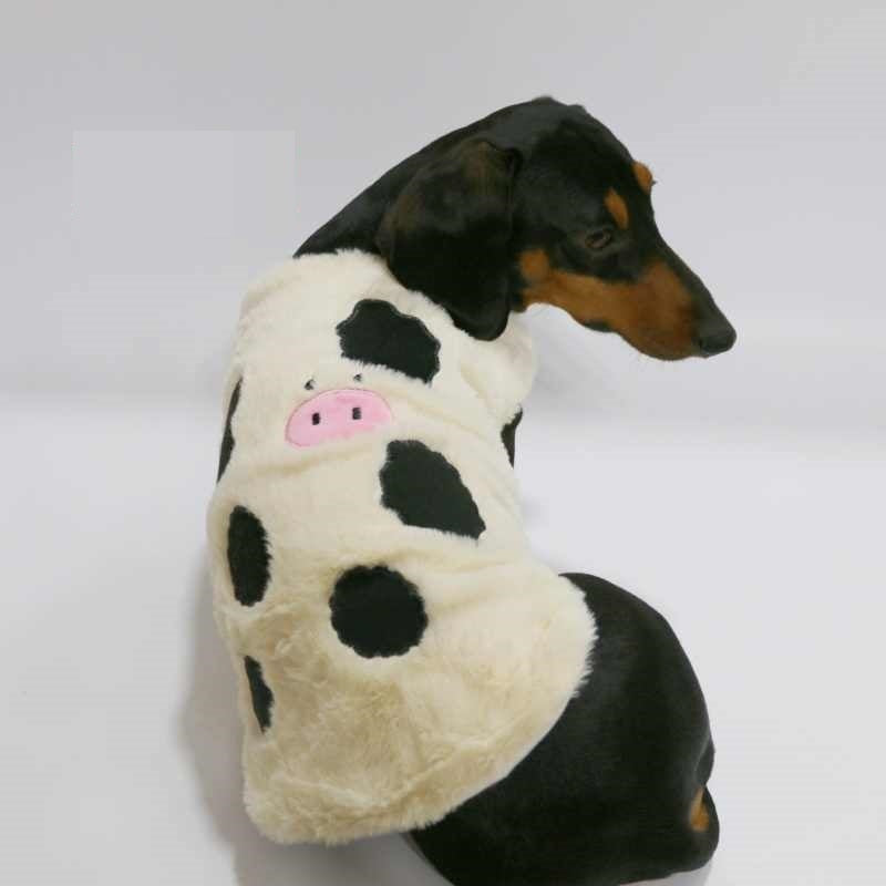 Gilet in pile maculato per cani piccoli – Modello Mucca